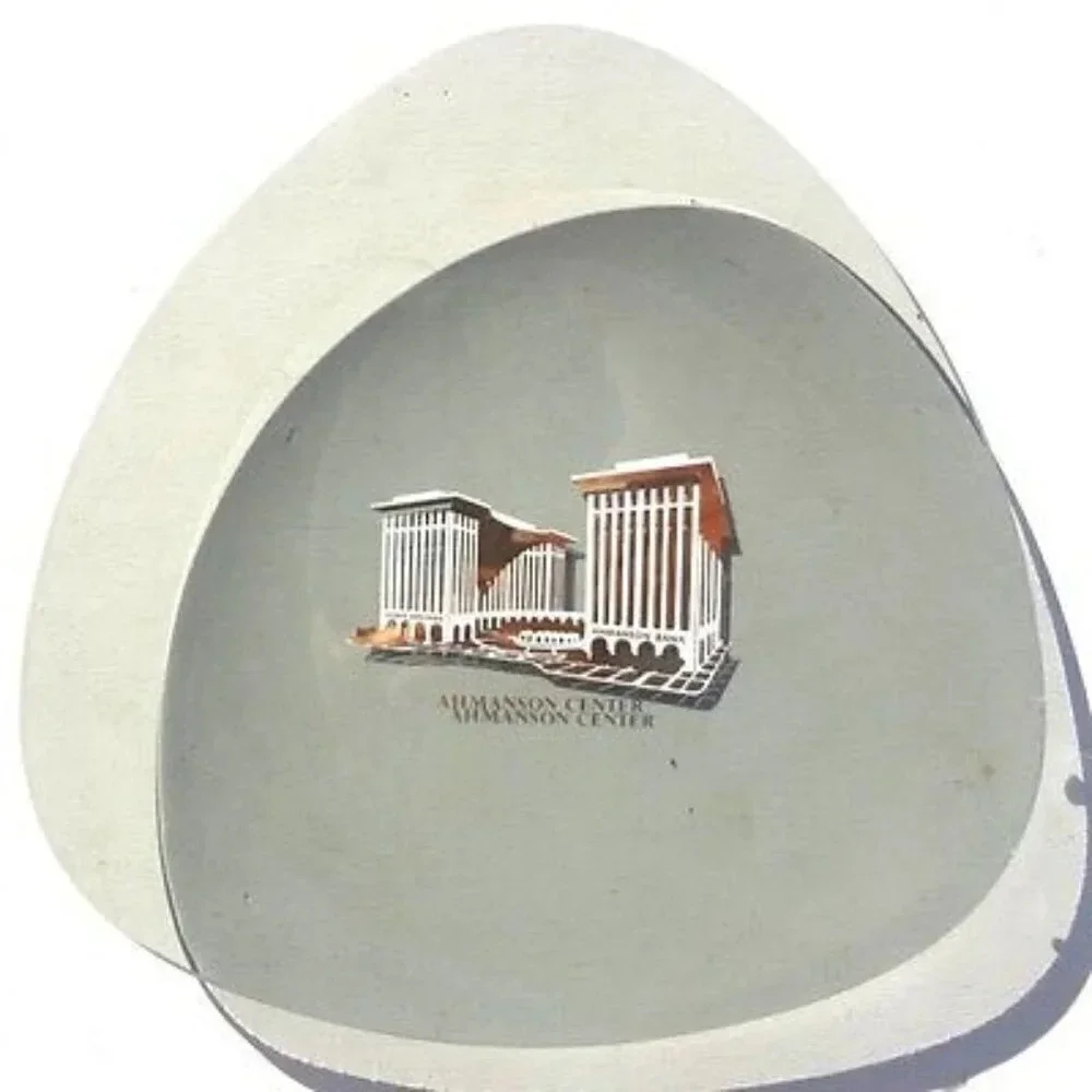 Vintage Large TRIANGLE GLASS AHMANSON CENTER Ashtray
